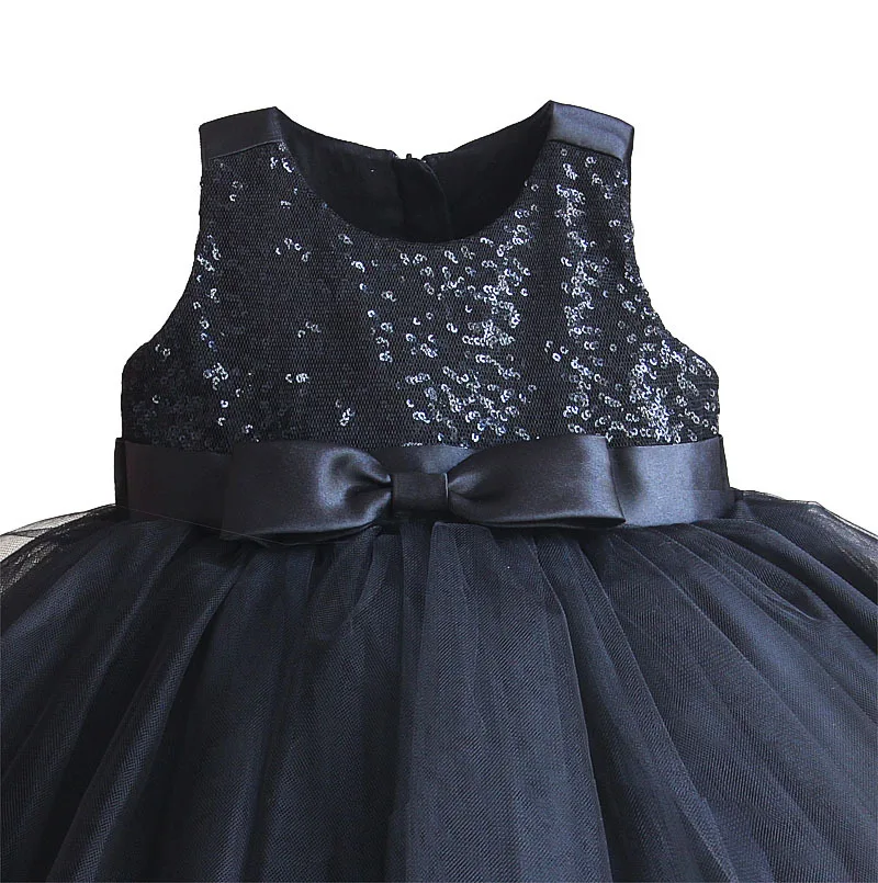 Nuovo Del Bambino Delle Ragazze Abiti per la 1st Prima Festa Di Compleanno Nero di Paillettes Bianco Dei Capretti Dei Bambini Tutu del Vestito 6 12