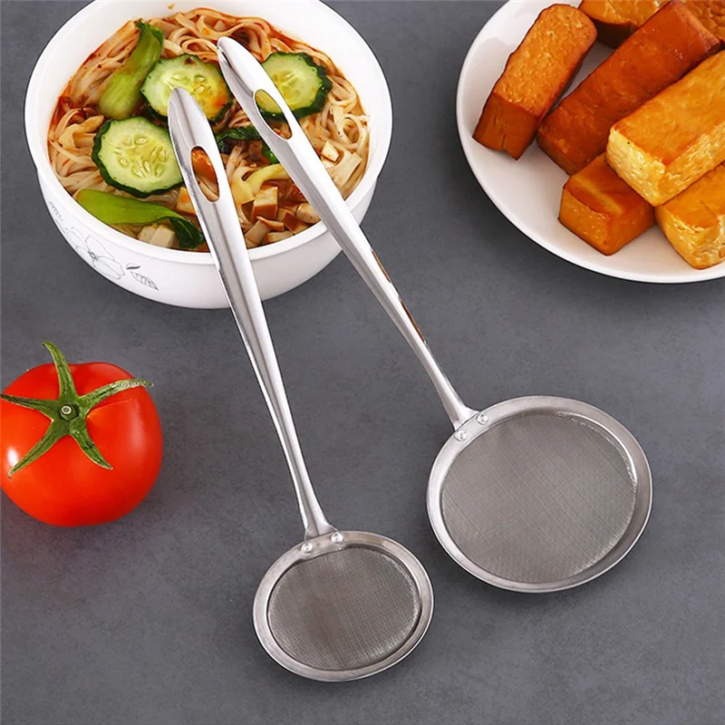 Stainless Steel Colander Spoon Food Filter Spoon Oil Filter Grid Scoop Fine Mesh Kitchen Skimmer Oil-Frying Cooking Accessories