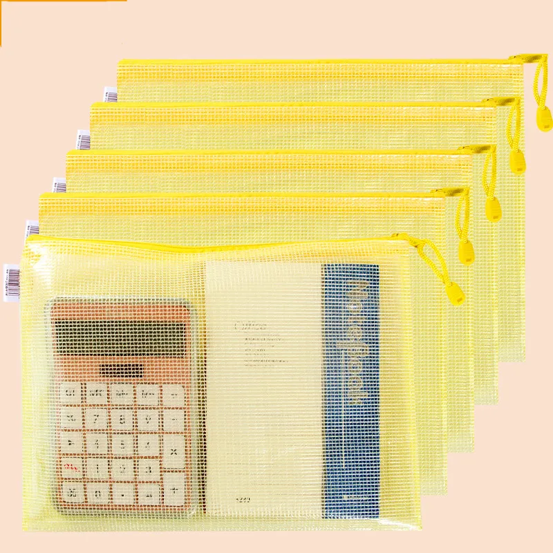 Menebal File Tas Transparan Jala Ritsleting Tas Penyimpanan Tas Alat Tulis Tas Tahan Air Portofolio Informasi Tas Alat Tulis