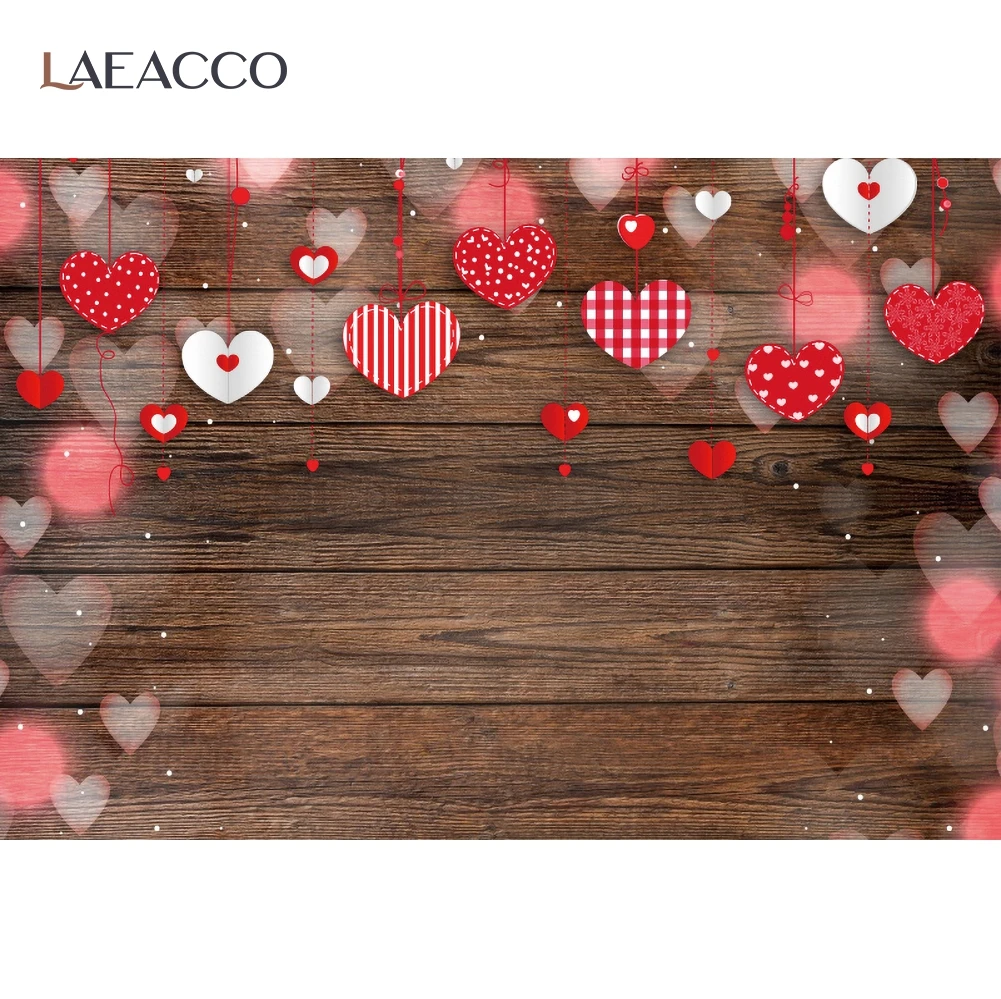 Vinile tavole di legno sfondo fotografico Red Love Heart Pendant Pattern san valentino Room Decor famiglia sfondo fotografico Prop