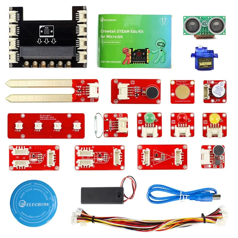 

Elecrow Crowtail Steam Educational Starter Kit for Micro:bit Learning Programming Kit Microbit Makecode Projects with 9G Servo