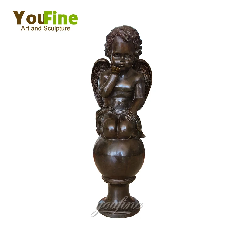 

70cm Bronze Angle Sculpture Bronze Cherub Statue Baby Angle Statues and Sculptures Cast Bronze Cupid Crafts For Home Hotel Decor