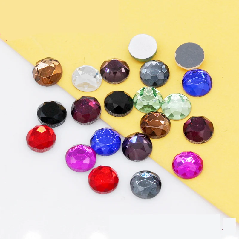 20pc 10mm Round Color Foiled Flat Back Faceted Crystal Glass Rhinestone Stones Gem Crystal Eye Facet Jewelry Making Beads Crafts