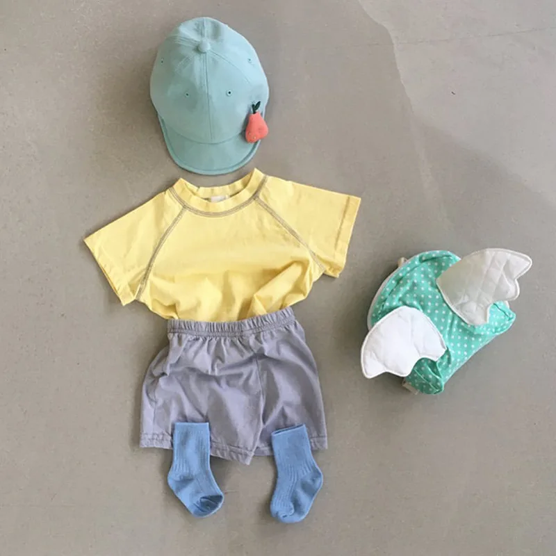 2024 Summer New Newborn Infant Short Sleeve Clothes Set Baby Boy Girl Soft Cotton T Shirt + Shorts Pant 2pcs Solid Clothes Set