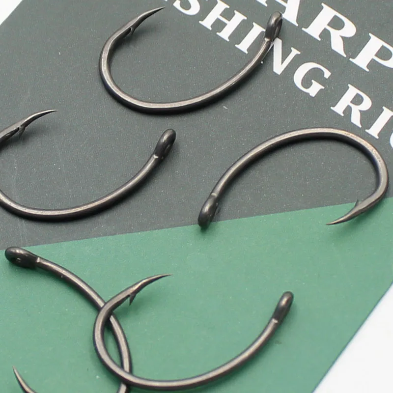 30PCS PTFE Coating Carp Fishing Hook Jig Head Yn Carp Hooks High Carbon Steel Curve Shank Barbed Fishhook Chod Hair Rigs Hooks