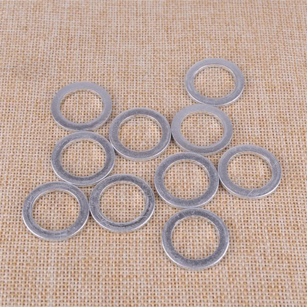 

DWCX Universal 10Pcs Silver Aluminum Alloy Car Engine Oil Crush Washers Drain Plug Gaskets 18mm ID. 25.5mm OD.