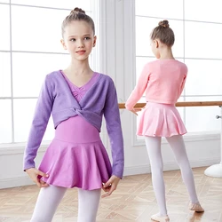 Tops de Ballet para niñas, suéter de baile, abrigo cálido de manga larga, Tops de punto, Ropa de baile de Ballet para niñas, Top envolvente