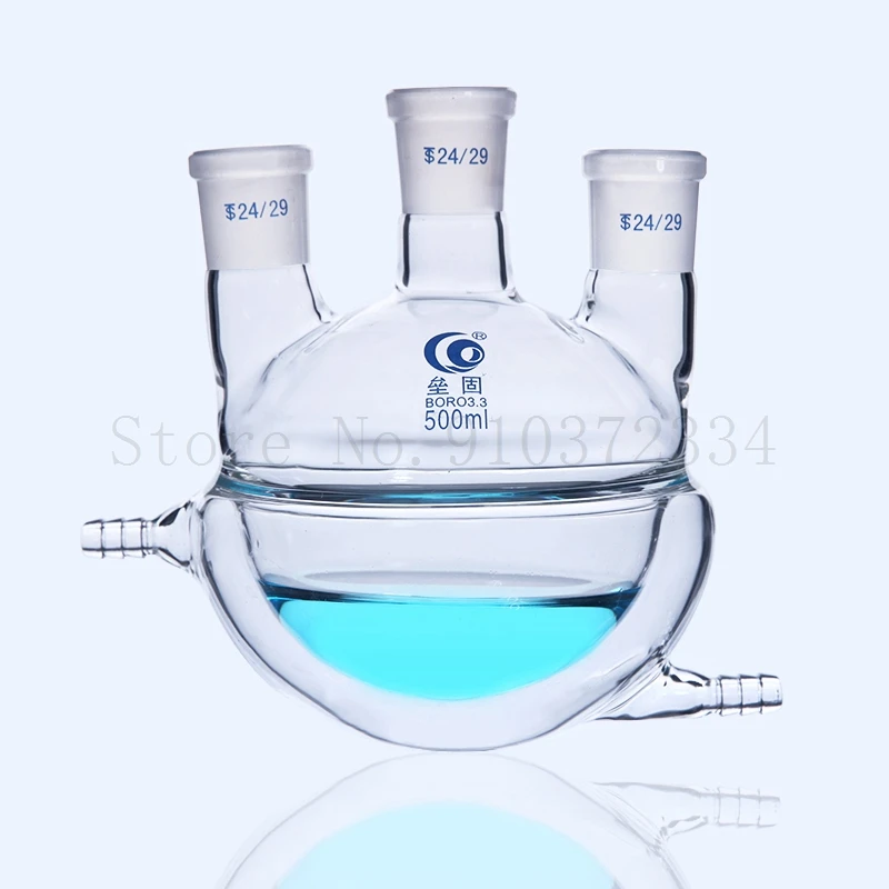 Lab Harf Encase Three Mouth Glass Jacketed Reaction Bottle Laboratory Double-layer Reaction Flask