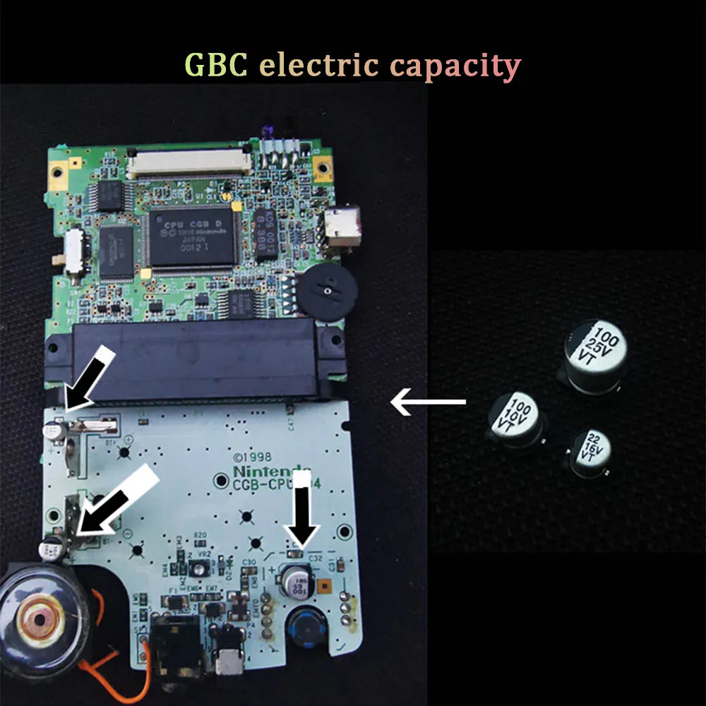 ใหม่ไฟฟ้าความจุตัวเหนี่ยวนำซ่อมสำหรับ GBA GBC GBP GBASP SEGA Game Gear Fast Electrolysis ความจุเกมอุปกรณ์เสริม
