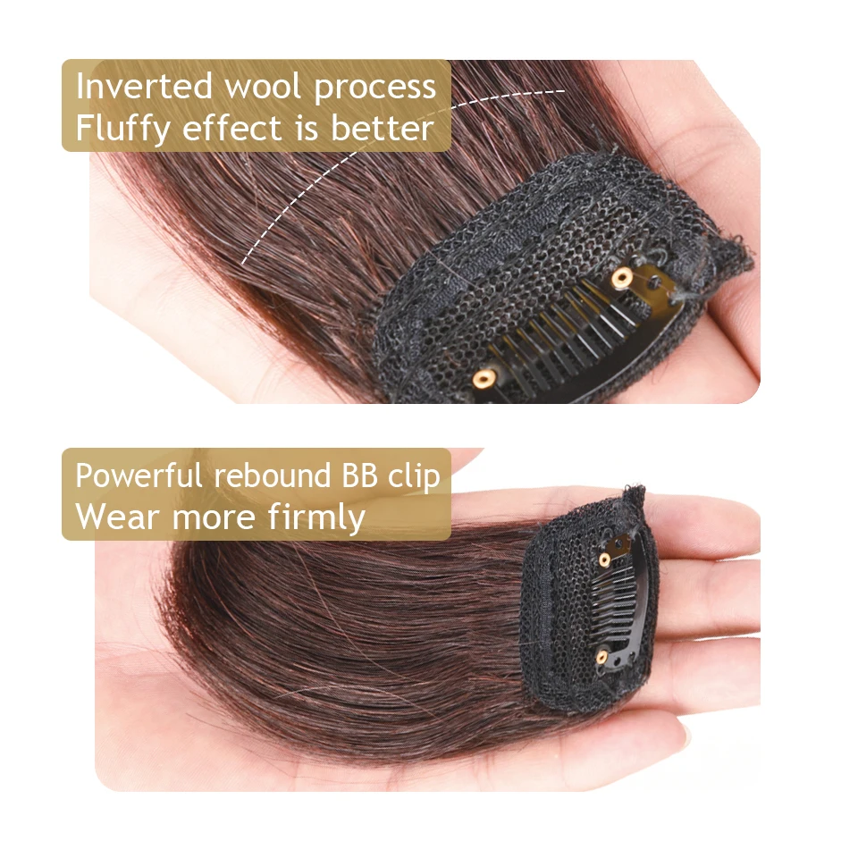 HUAYA Synthetic Straight Pad Hair Piece Top Two Side Invisible  Ivisiblity Thickened Hair Root Pad High Natural Hair Extension