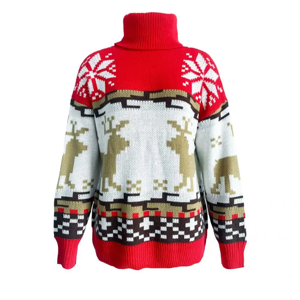 Elk Snowflake Sweaters Women Festive Winter Sweater Christmas Sweater Elastic Knitted Pullovers Top  jersey mujer свитер женский