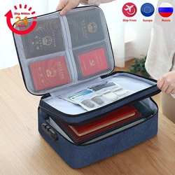 Large Capacity Multi-Layer Document Tickets Storage Bag Certificate File  With Lock Organizer Case Home Travel Briefcase