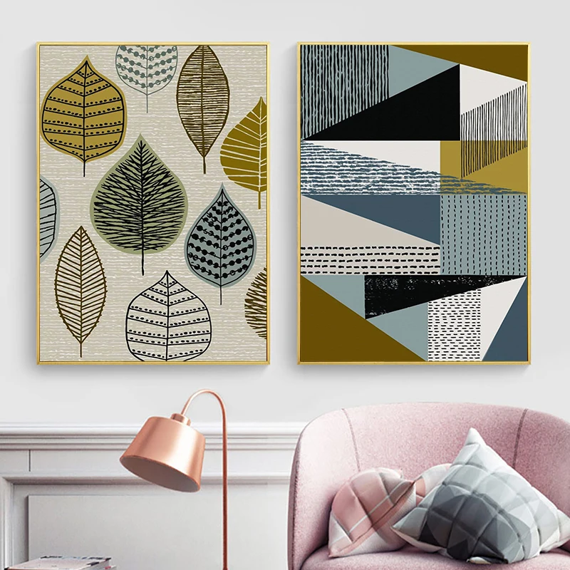 Wall Art Canvas Print Color Block Geometric Abstract Poster Painting Decorative Picture Modern Nordic Style Living Room Decor