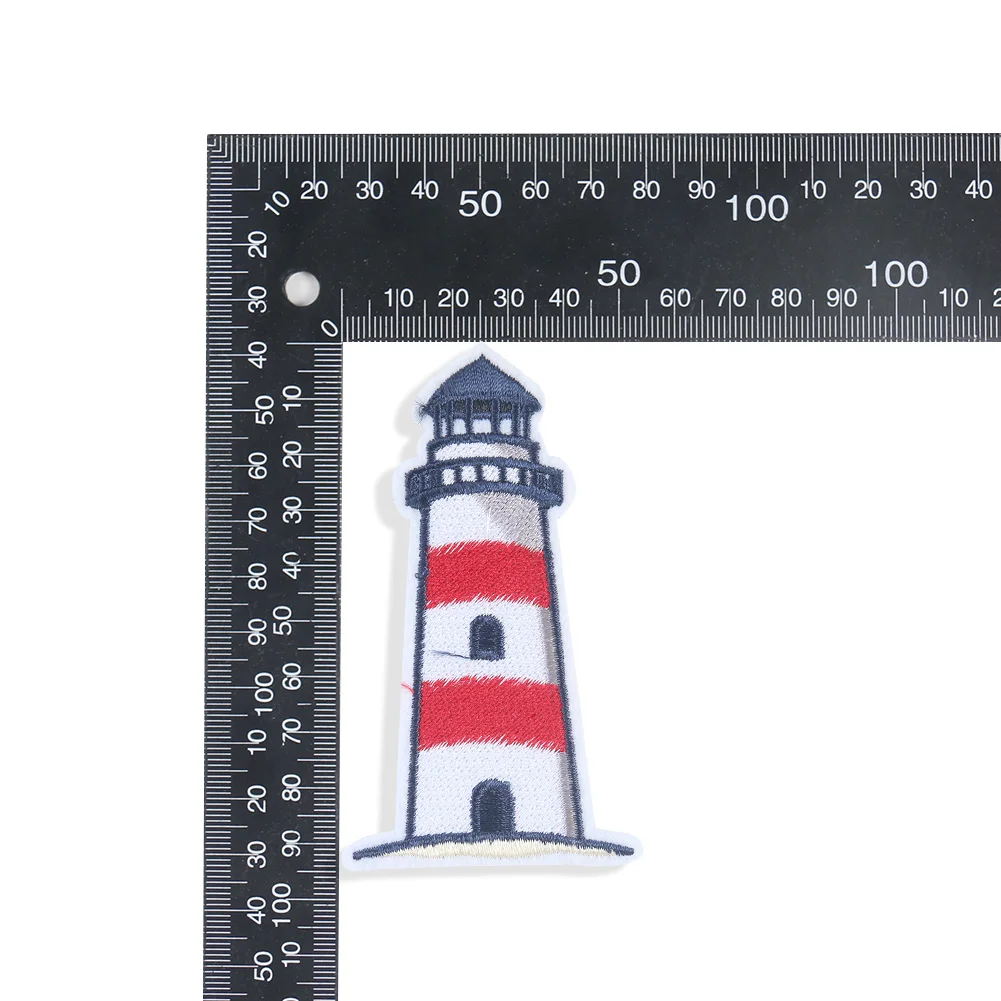 5PCS Lighthouse Badges Patches Mediterranean Embroidery Applique Iron on Stickers for clothes Fabric Apparel Sewing Supplies