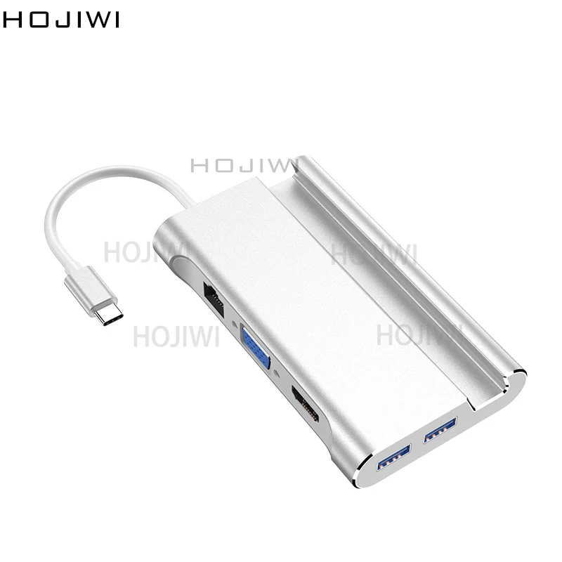 

HOJIWI 7 в 1 Тип C концентратор USB-C к HDMI 4K VGA адаптер сотовый телефон Кронштейн Док-станция USB 3,0 док-станция для MacBook Pro/AIR huawei mate AA04