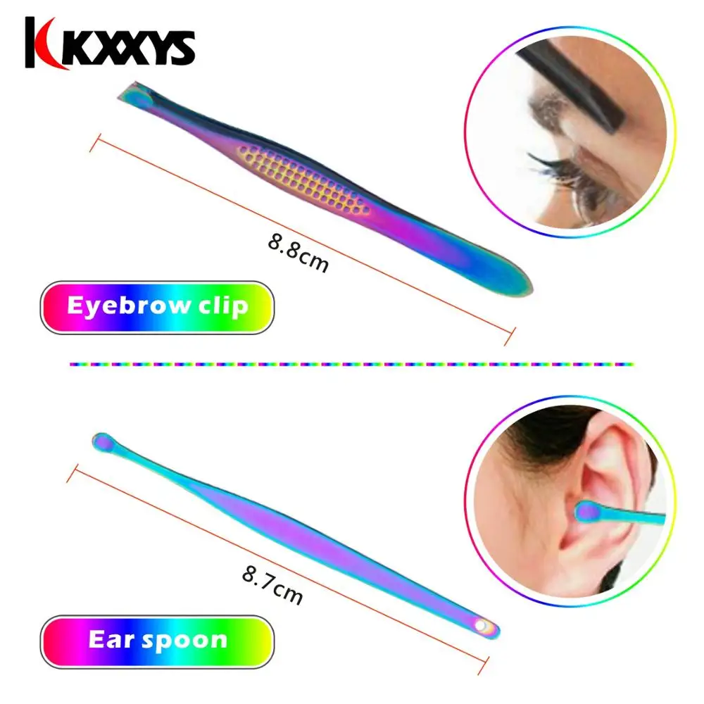 8-delige regenboog manicureset - roestvrijstalen nagelknipper, pincet pedicure gereedschap, draagbare reisset voor thuiscadeau