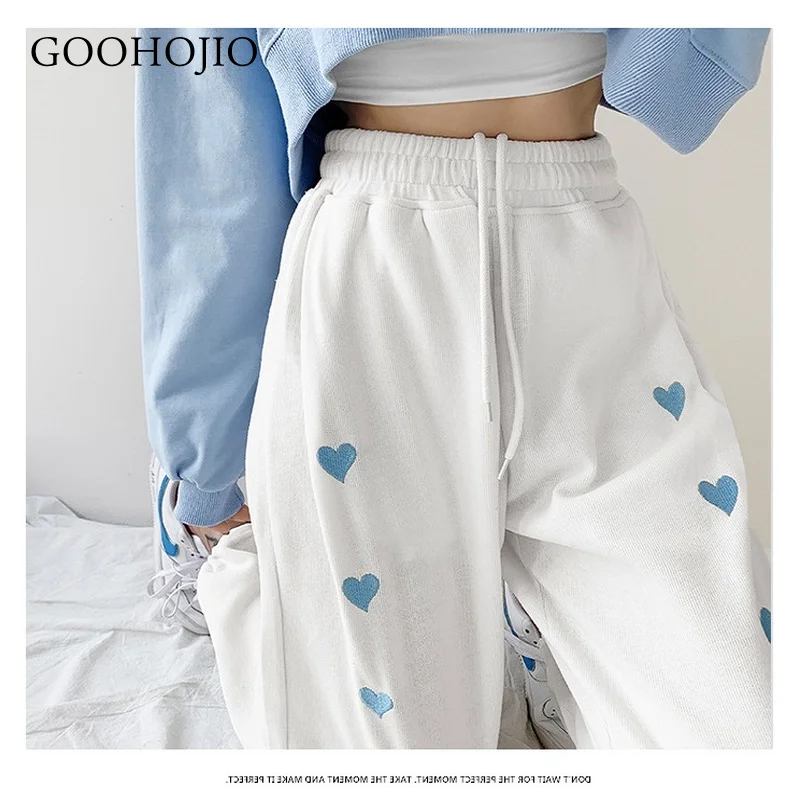 

GOOHOJIO 2021 New Spring and Autumn Casual Trousers Women High Waist Loose Pants for Women Straight Printing Women Sweatpants