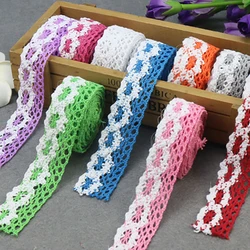 (5 Yards) 4.5M Colorful Sewing Fabric DIY Trim Cotton Crocheted Lace Ribbon Hand garment Accessories DIY Material 2.5cm width