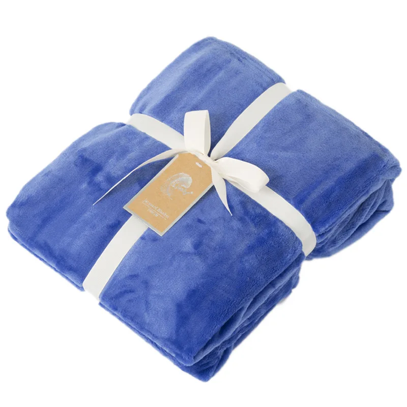 Flannel Blanket Plain Single Blanket Sofa Napping Air Conditioning Blanket Car Air Travel Solid Color Fleet Blanket