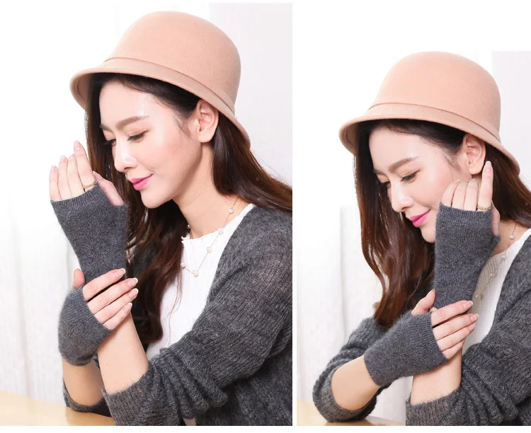 Nerz Kaschmir Herbst Winter Frauen Handschuhe Fingerlose Warme Waschbär Wolle Handschuh Handgelenk Länge Daumen Loch Handschuhe Koreanische Weibliche Schöne – Detail 30