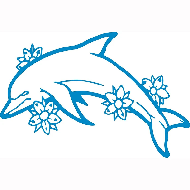 30*20cm Dolphin Flowers Ocean Fish Animal Cute And InterestingTruck Window Laptop Vinyl Decal Sticker Car Styling Car Sticker