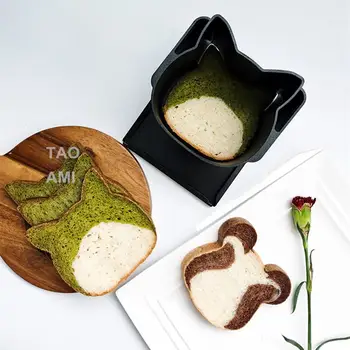 Forma na pečení toastů, roztomilý zvířecí tvar, toast ve tvaru kočičí hlavy, králičí hlavy, kravské hlavy, nepřilnavý chléb, domácí trouba, nástroje na pečení chleba 6 nejlepší prodej kočičí toustovač - №3