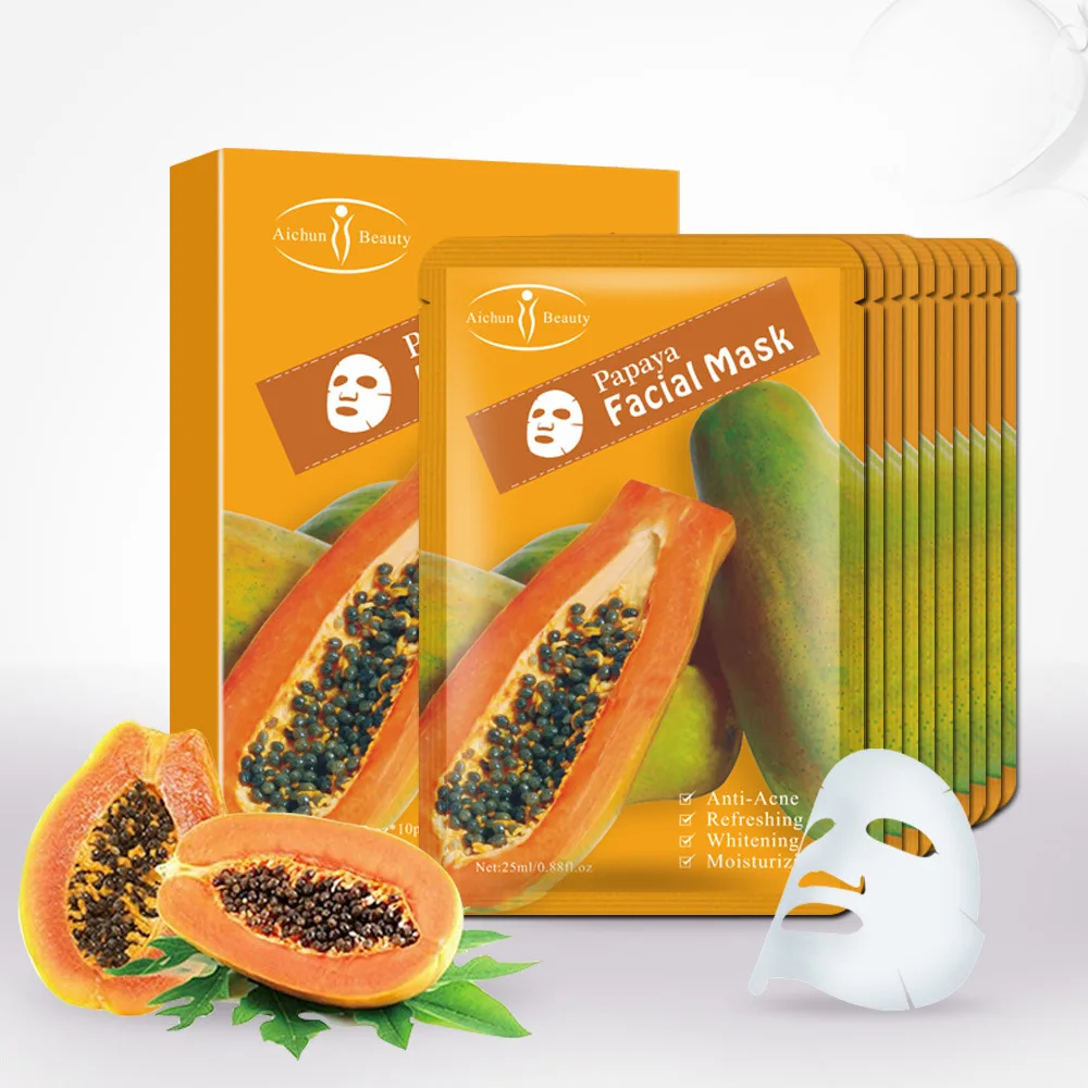 

Papaya Facial Mask For The Face Korea Cosmetic Moisturizing Fabric Face Masks Care Wrinkle Acne Beauty Face Film Mask 1pc