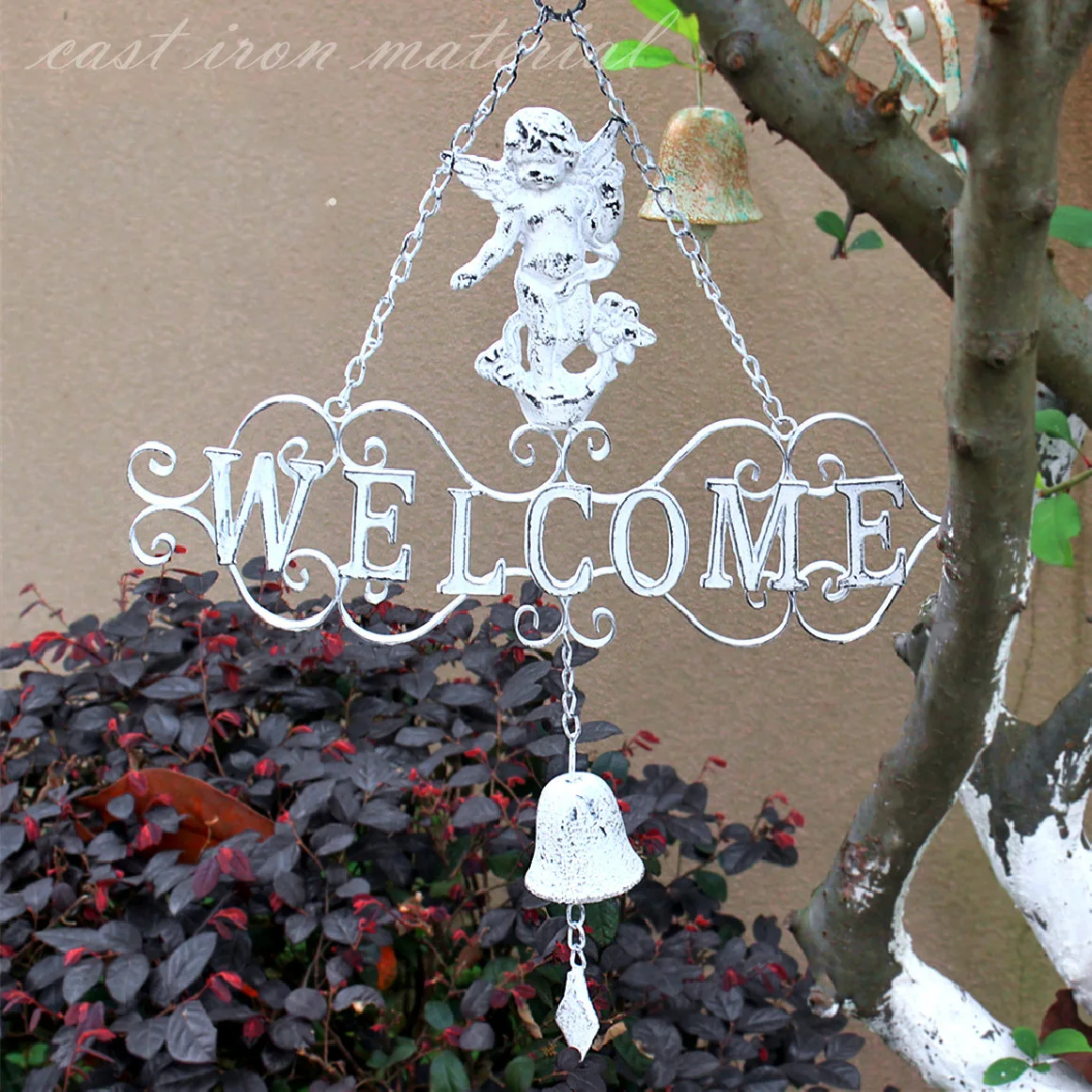 Outdoor Courtyard Angel Butterfly Wrought Iron Wind Chime Ornaments Garden Balcony Furnishings Crafts Park Tree Accessories Art