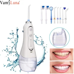 New 8 Tips Water Flosser Professional Oral Irrigator Dental Portable And Rechargeable For Teeth Cleaning  IPX7 Tank 300ml