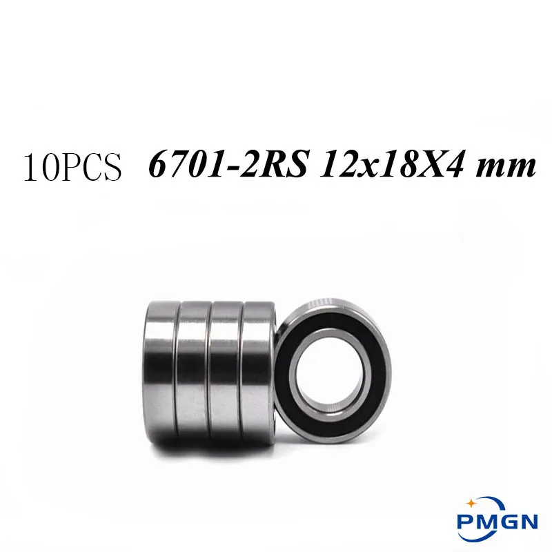 Darmowa wysyłka 10 sztuk ABEC-5 6701-2RS wysokiej jakości 6701RS 6701 2RS RS 12x18X4mm miniaturowe gumowa uszczelka łożysko kulkowe z głębokim rowkiem