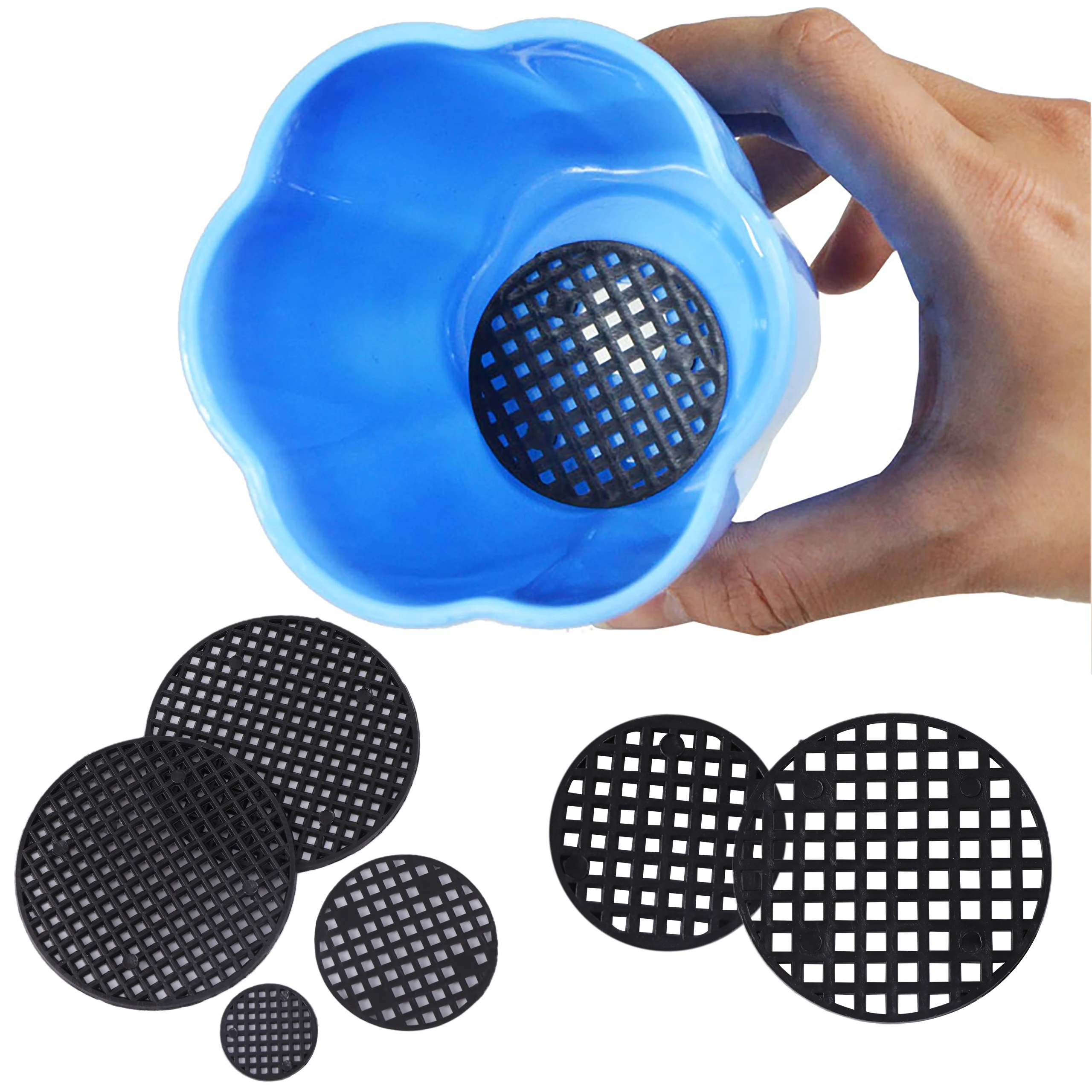 10Pcs Flower Pot Hole Mesh Pad 2.5/4.5/7.5cm Diameter Round Bonsai Pot Bottom Drainage Hole Grid Mat Prevent Soil Loss Netting