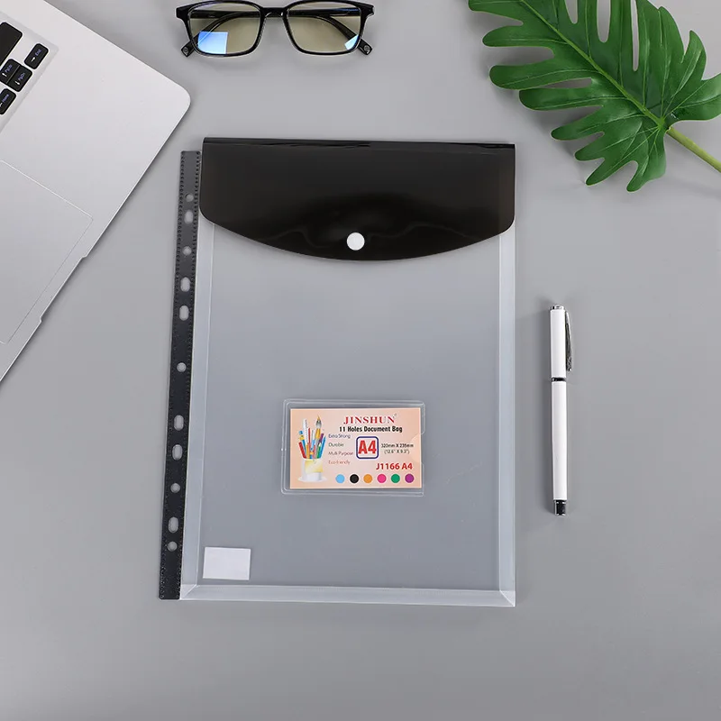 6pcs Poly File Folder For A4 Documents Transparent Waterproof Storage Pouch Bag Envelope with Snap Button School Office Supplies