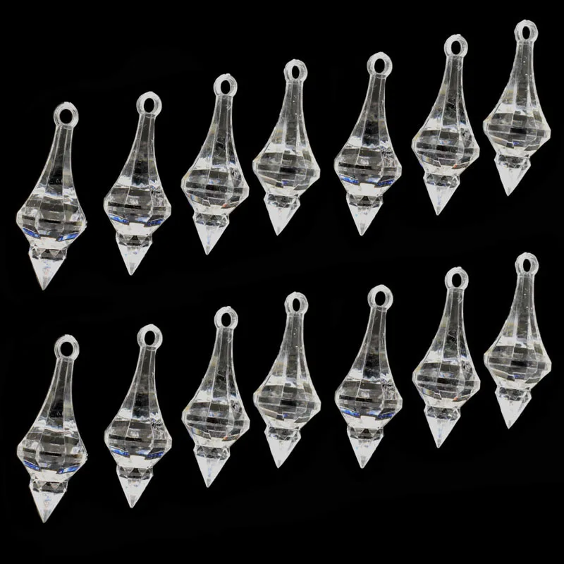 6/12pcs Clear Acrylic Hanging Diamond Beads For wedding chandelier party craft Home DIY Decoration Crystal Pendant 17 x 46mm