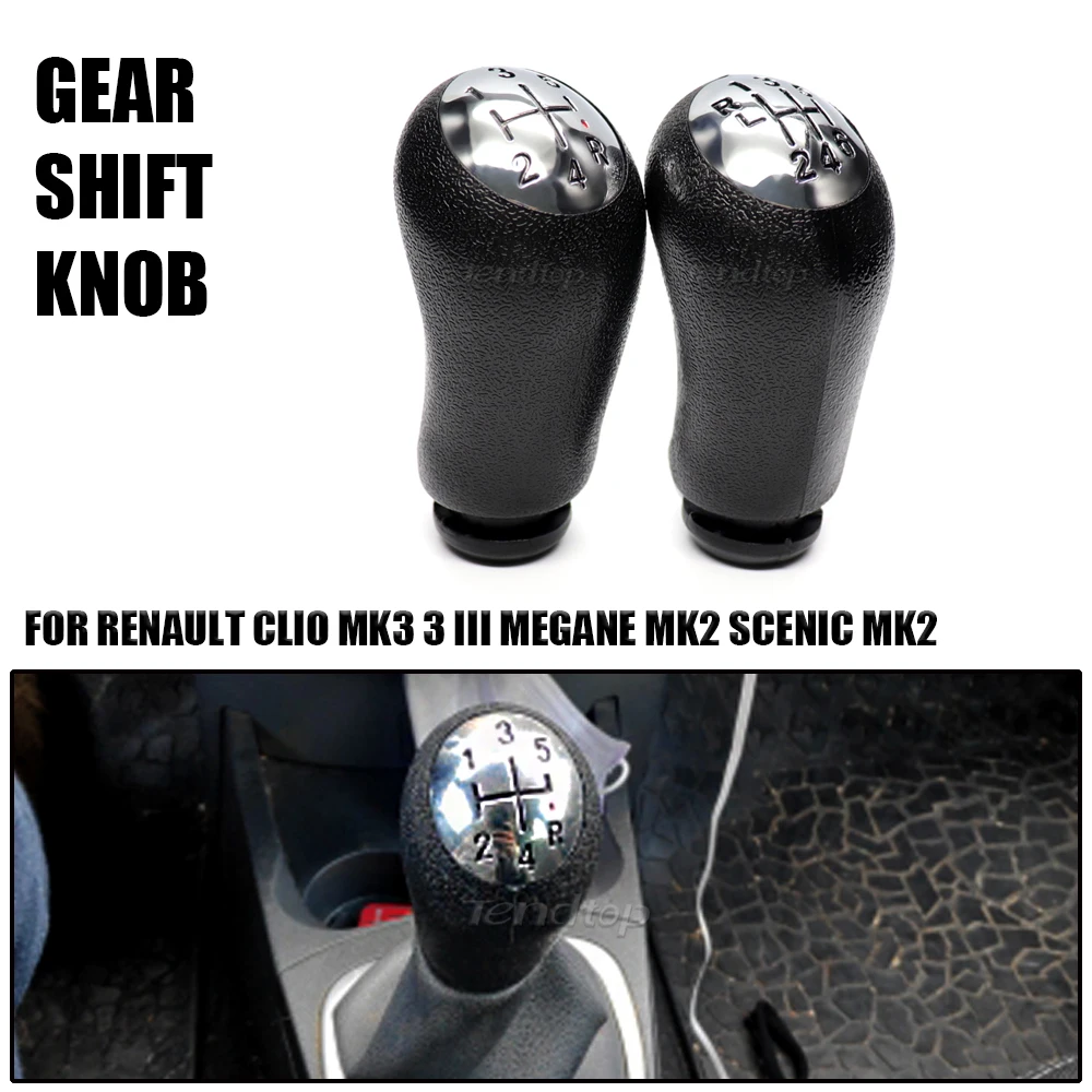 1Pcs 18MM 5 Speed 6 Speed Car Gear Stick Shift Knob For Renault Clio MK3 3III Megane MK2 Scenic Lever Gear Shifter Stick