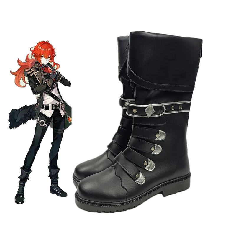 Game  Cosplay Shoes Boots Halloween Costumes Genshin Impact Diluc Ragnvindr Accessory Custom Made For Women girls