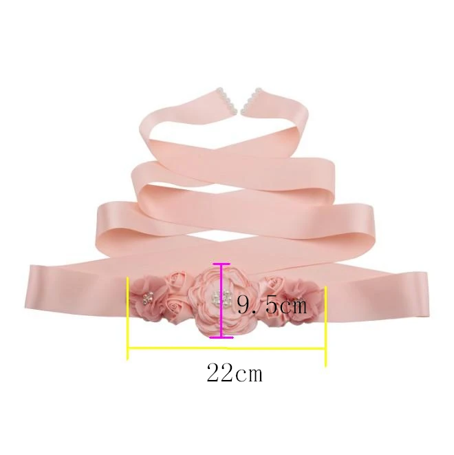 Womens Peach Blue Green Flower Sash Rhinestone Beaded Waistband Bridal Ribbon Cummerbunds Wedding Dress Waist Belt 7 Colors