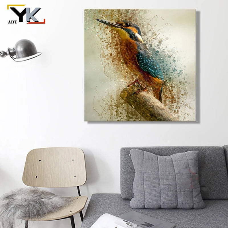 Abstract Watercolor Hummingbird Decorative Oil Painting on Canvas Posters and Prints Cuadros Wall Art Pictures For Living Room