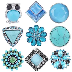 Light Blue Design Snap button 18mm Snap Charms fit Ginger Snaps jewelry Vn-1981