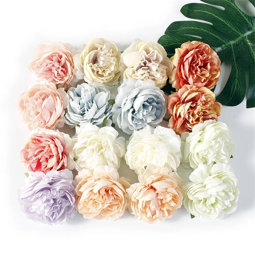 

10pcs 8cm peony Artificial Flower Silk Fake Flower For Wedding Home Decorative Flower DIY Wreath Gift Box Fake Flower Decoration
