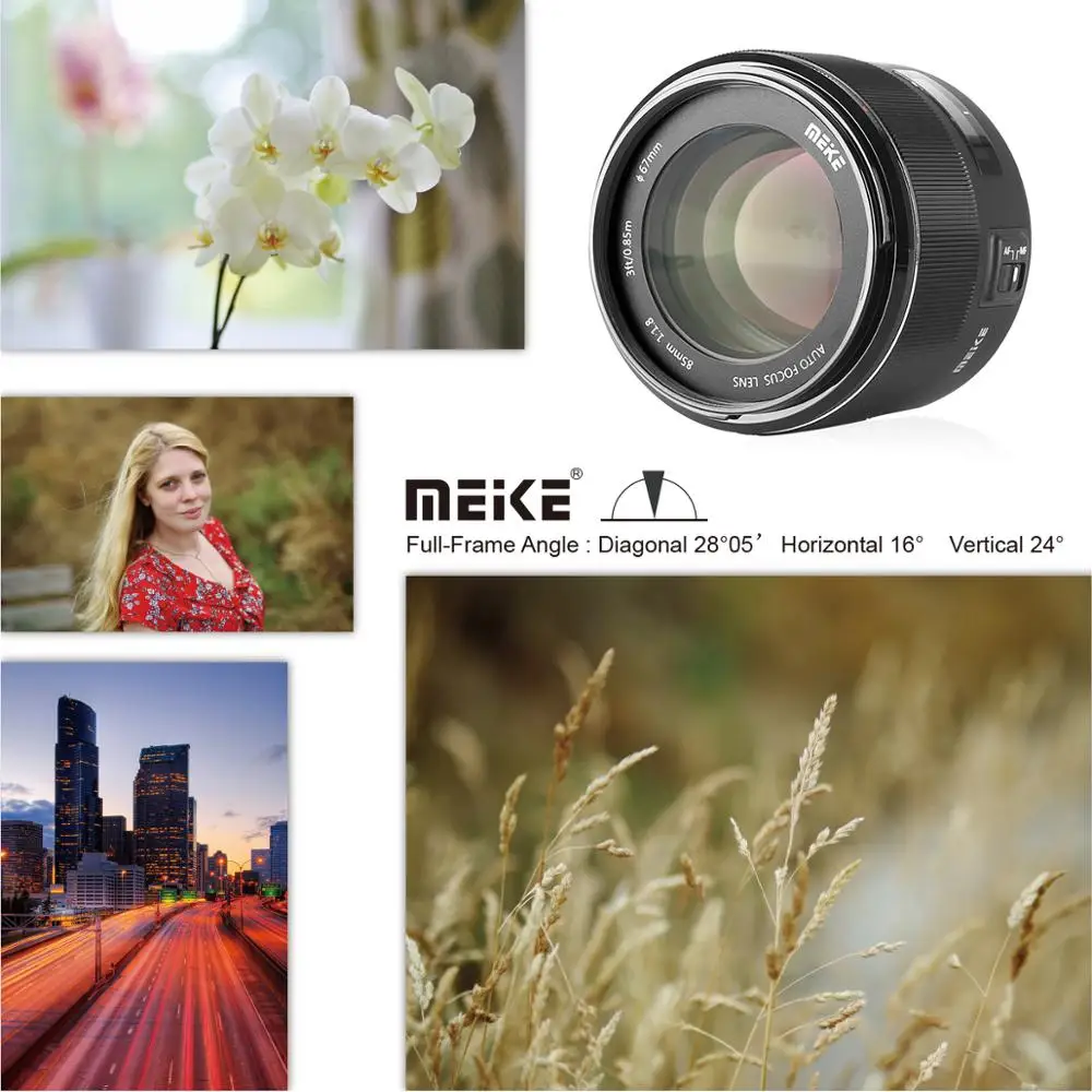 Meike 85mm F/1.8 Full Frame Auto Focus Portrait Prime Lens for Canon EOS EF Mount Digital SLR Cameras