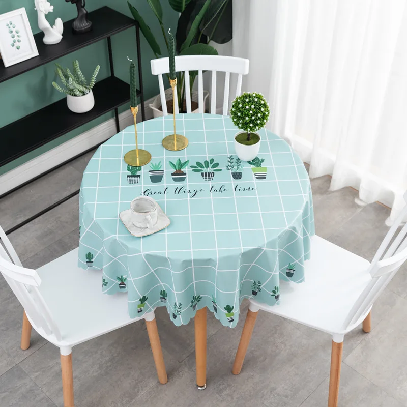 Net red small round table cloth PVC waterproof oil proof anti scald round table cloth household tea table table table cloth