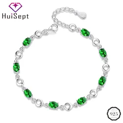 HuiSept Colorful Women Bracelet 925 Silver Jewelry Oval Shape Topaz Gemstone Ornament for Wedding Party Gift Wholesale Bracelets