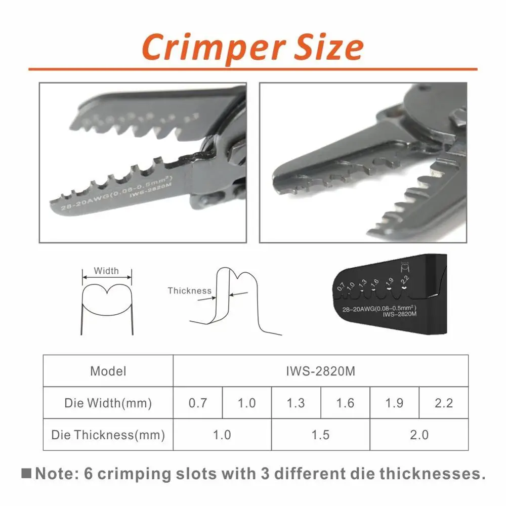 IWISS-Mini Crimper Tools, Open Barrel, Crimpagem 28-20AWG JAM, Molex, Tyco, Terminais JST e conectores, IWS-2820