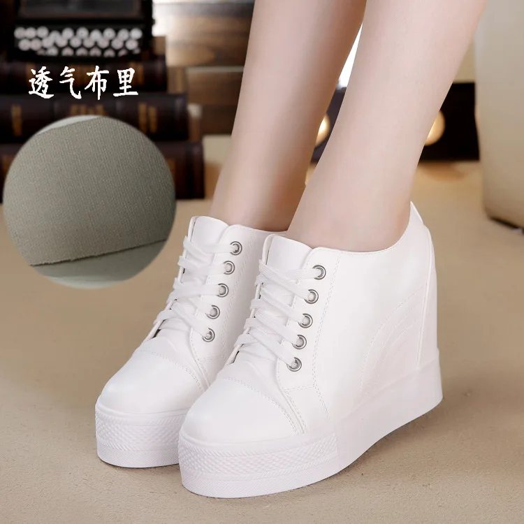 Autumn High Top Wedge Platform Sneakers Women Casual Shoes Hidden Heels Ladies Sneakers Women Shoes kl0