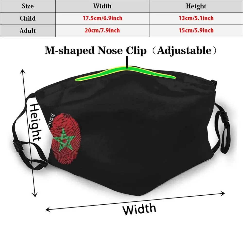 Morocco Flag Funny Print Reusable Pm2.856 Filter Face Mask National