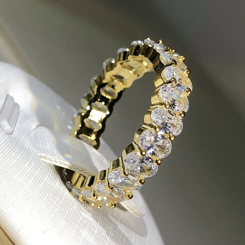 Luxury Charming Oval Crystal Engagement Promise Rings for Women 925 Sterling Silver Jewelry Shiny CZ Zircon Wedding Ring