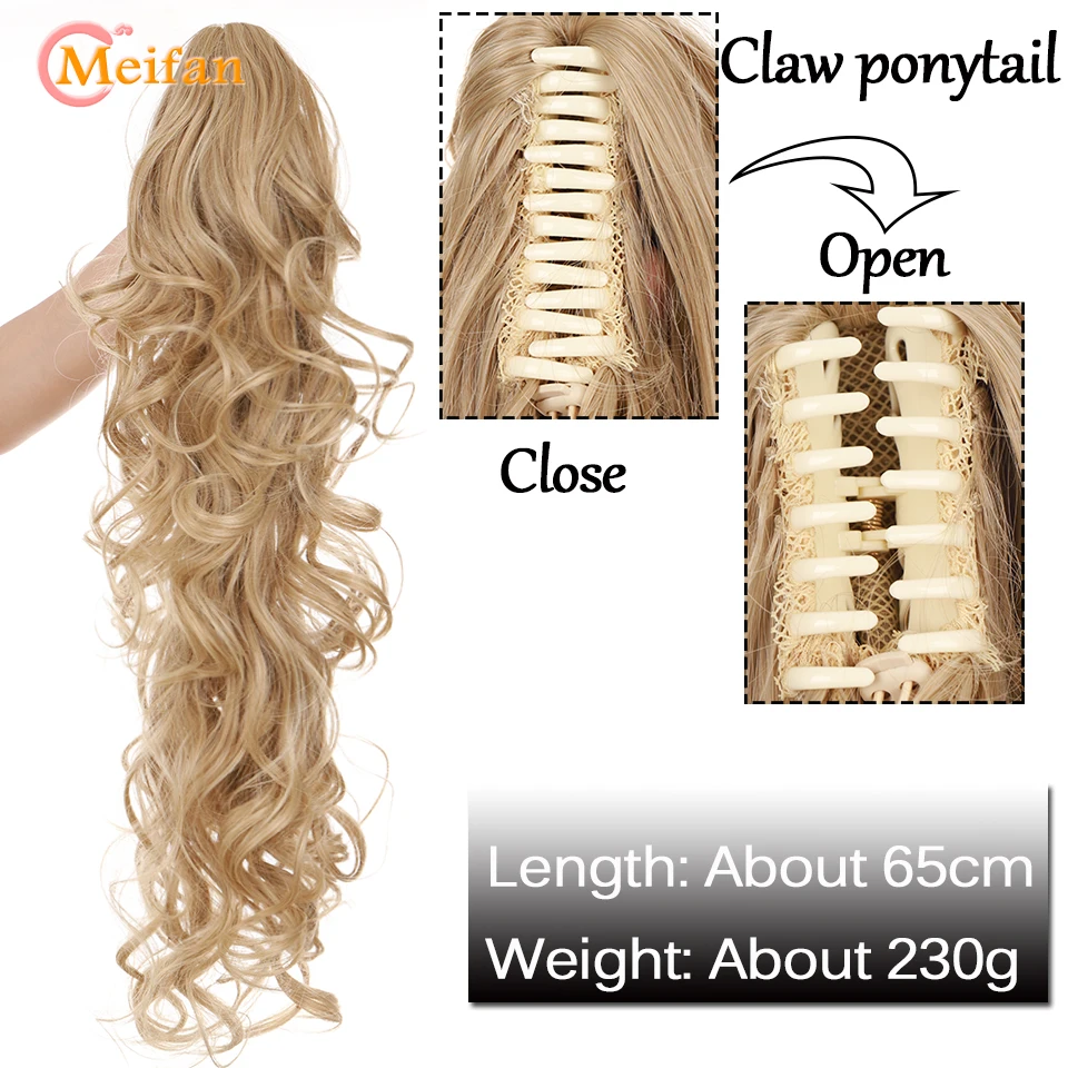 MEIFAN-extensiones de cabello ondulado sintético para mujer, postizo largo con Clip, cola de caballo, estilo garra, fiesta de Cosplay