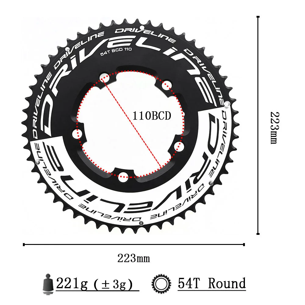 DRIVELINE CNC 50/52/53/54/55/56/58T road bike TT chainring 110BCD 9/10/11s