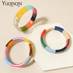 Colorful Trendy Round Bangle Bracelets for Women Fashion Jewelry Acrylic Resin Geometric Cuff Bangles Designer Simple Style Gift