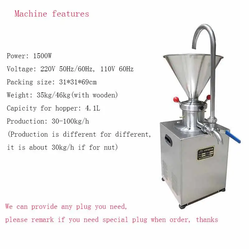 NEW Blueberries Peanut Mani Butter Machine Stainless steel Food Processing Sesame nut Seeds butter Colloid mill for sale